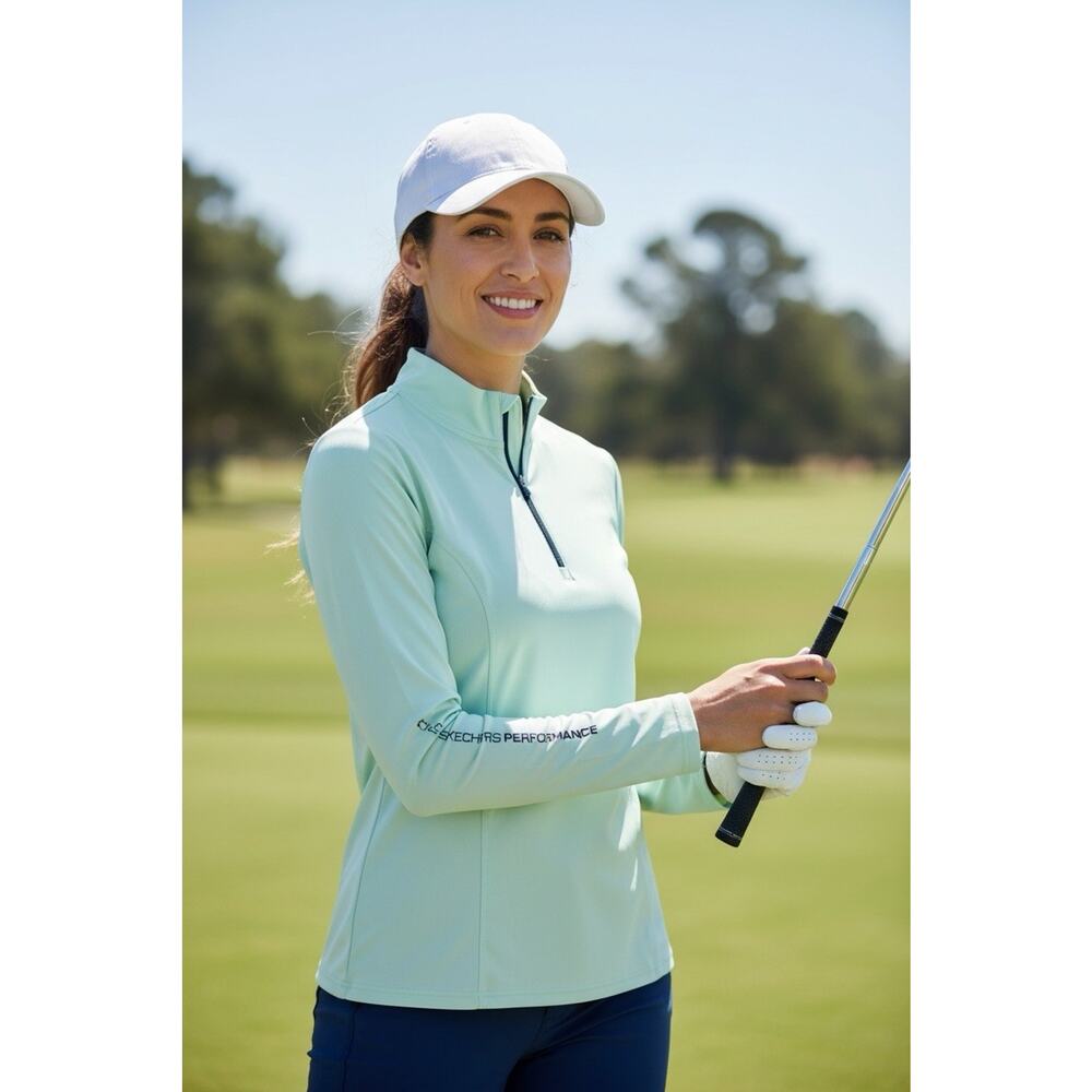 Sketchers Women's Go Golf Top Green Size L Long Sleeves Sports UPF 50 Sports
